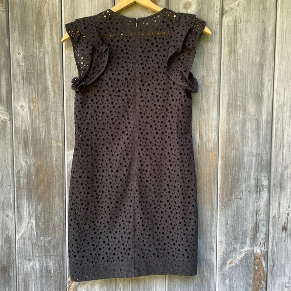 Club Monaco Cotton Nadeer Flutter Sleeve Eyelet Dress Black 0 Luxury Whimsigoth - Picture 3 of 13